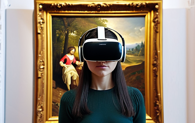 **An interactive art exhibition in Russia, showcasing virtual reality technology that allows visitors to engage with famous paintings in a new and exciting way.** (This prompt is inspired by "Интерактивные выставки: Опыт, который запоминается")