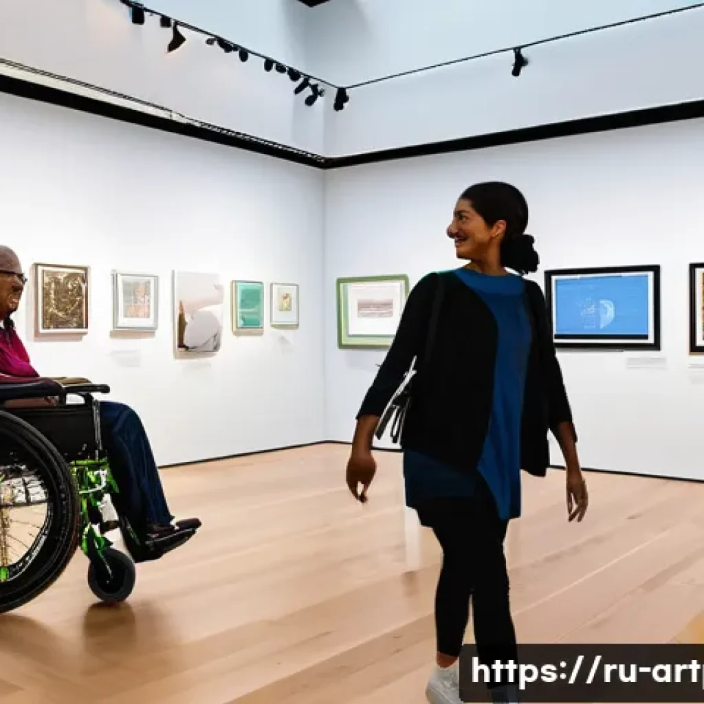 미술문화기획사로서의 사회적 책임 - A vibrant, modern art museum bustling with a diverse group of people of all ages and backgrounds. In...