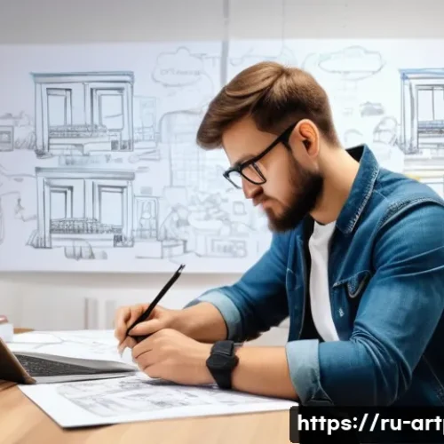 미술문화기획사의 프리랜서 계약 팁 - A professional freelance artist in a modern creative studio, surrounded by sketches, digital tablets...