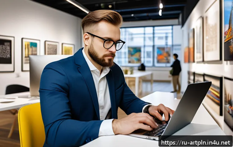 미술문화기획사의 연봉 수준과 직무 만족도 - A professional art-cultural manager working in a modern Moscow gallery office, dressed in smart busi...